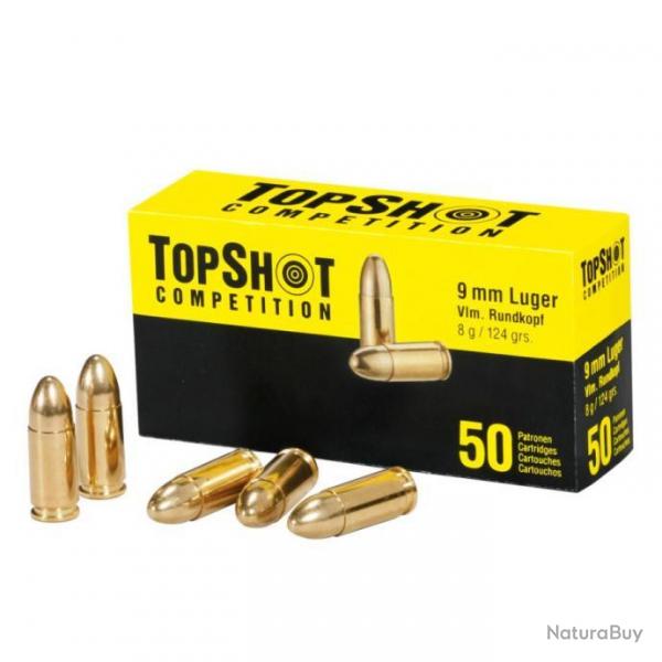VENTE GROUPEE - Pack 1000 cartouches Topshot - Cal. 9mm Luger FMJ  8g - 124 grains