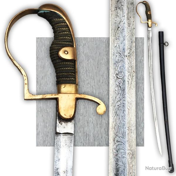 RARE & SUBLIME SABRE ALLEMAND DIT A LA BLUCHER LAME GRAVE WW1 ORIGINAL
