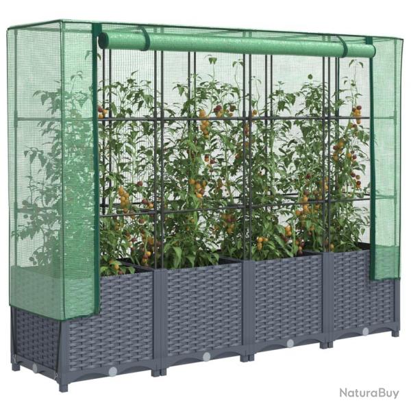 Jardinire surleve avec housse aspect rotin 160x40x138 cm