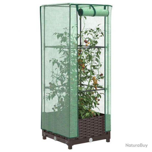 Jardinire surleve avec housse aspect rotin 40x40x123 cm