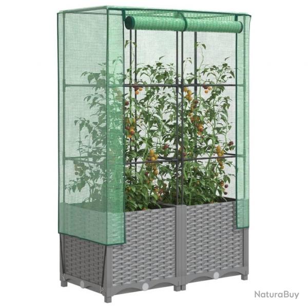 Jardinire surleve avec housse aspect rotin 80x40x138 cm