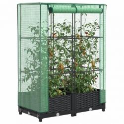 Jardinière surélevée avec housse aspect rotin 80x40x123 cm