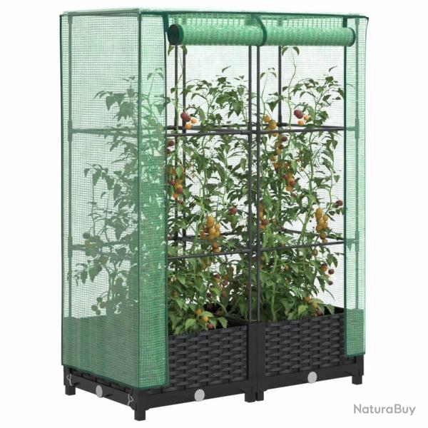 Jardinire surleve avec housse aspect rotin 80x40x123 cm
