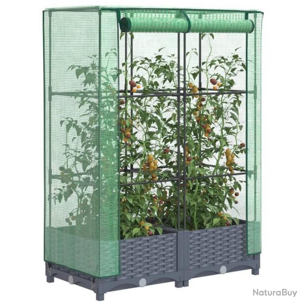 Jardinire surleve avec housse aspect rotin 80x40x123 cm