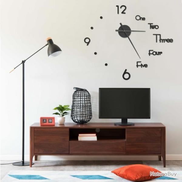 Horloge murale 3D Design moderne Noir 100 cm XXL