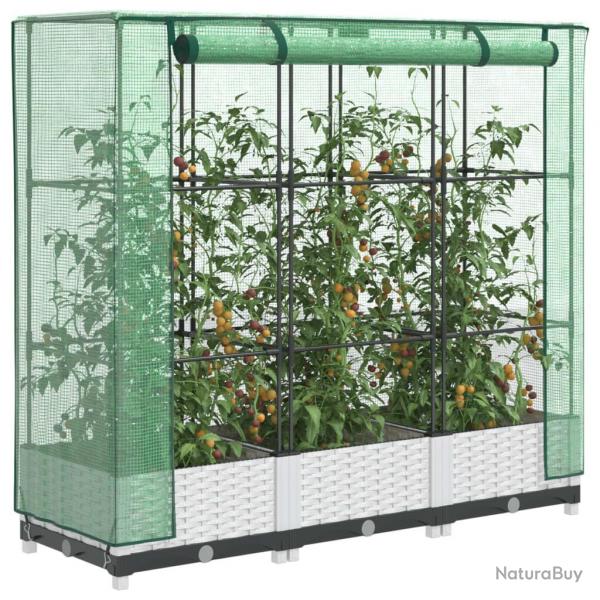 Jardinire surleve avec housse aspect rotin 120x40x123 cm
