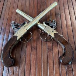 SUPERBE PAIRE DE PISTOLETS DE MARINE  À SILEX HENRY NOCK A LONDRE MAITRE ARMURIER DE SA MAJESTÉ