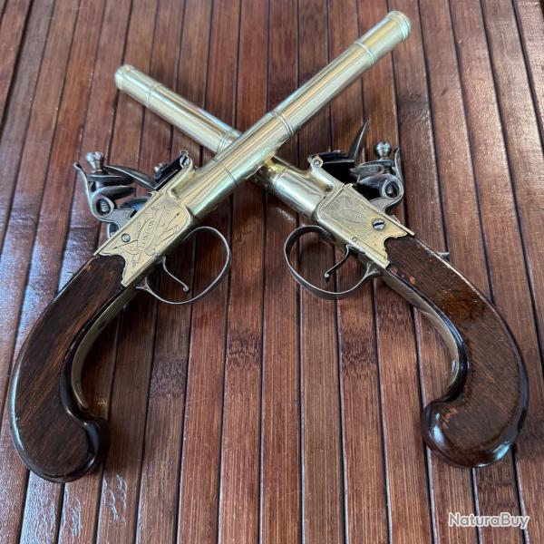 SUPERBE PAIRE DE PISTOLETS DE MARINE   SILEX HENRY NOCK A LONDRE MAITRE ARMURIER DE SA MAJEST