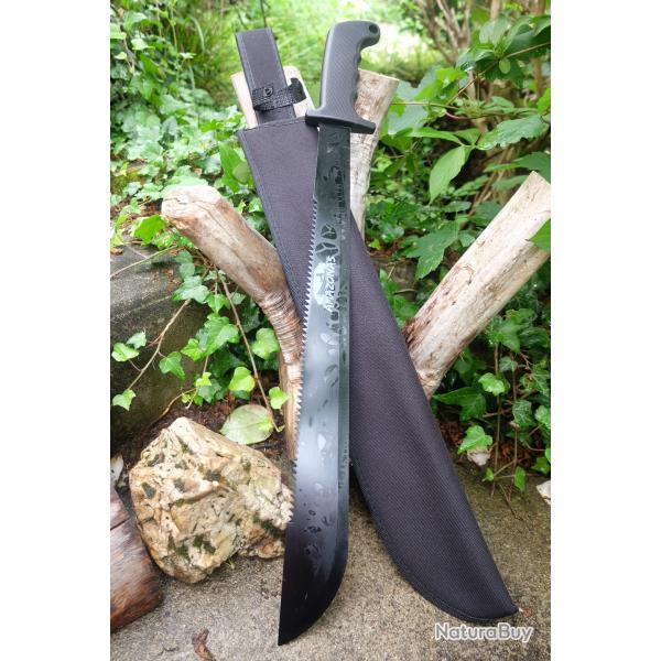 Couteau Bowie Machette Military Guide d'Amazonie Machete Lame Acier 3Cr13 Manche ABS Etui Nylon002
