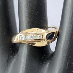 Imposante bague en or massif 14 carats - saphir - taille 55