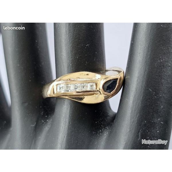 Imposante bague en or massif 14 carats - saphir - taille 55