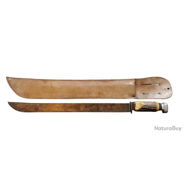 Ancienne machette VRITABLE SABATIER pas courante coupe coupe avec son fourreau