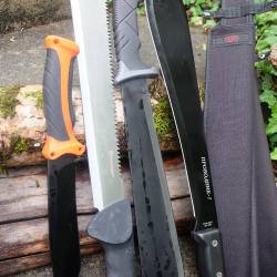 Lot de 4 Machettes Bowies Lame Acier 3Cr13 Manche Cuir Etui LOT POUR REVENDEURS Survie Outlast 001