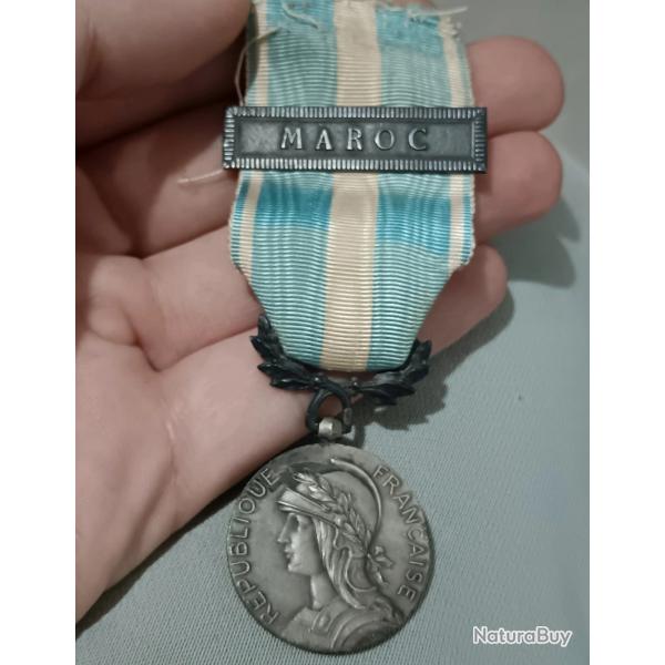 mdaille Militaire coloniale Maroc argent et barette argent