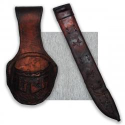 RARE & BEAU FOURREAU + BAUDRIER MACHETTE AMERIQUE DU NORD CUBAINE(?) DEBUT XX ORIGINAL