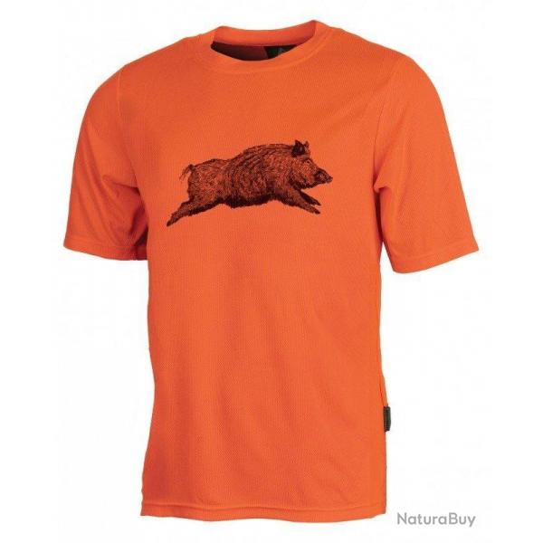 Tee-shirt enfant manches courtes sanglier orange TREELAND-12 ans