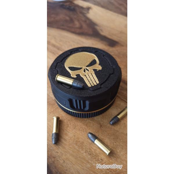 Bote  munitions 22LR tanche, noire et dore, (CZ Feinwerkbau Savage Deep Pallas Rossi Tikka)