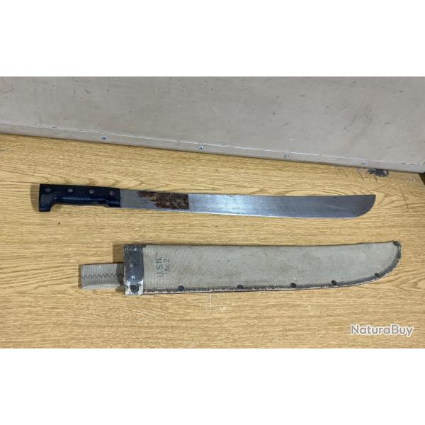 RARE ORIGINAL AUTHENTIQUE US NAVY WW2 / KOREA MK-2 MACHETTE LEGITIMUS COLLINS + ETUI MK-2 EX COND !!