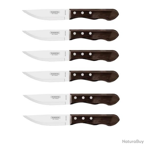 TRA.29810002 6 couteaux  steak Tramontina "Jumbo" 25cm Technobois