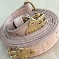 Bretelle 1918 US Bar,Neuf,1,35m, crochet doré ,Cuir Marron,reproduction