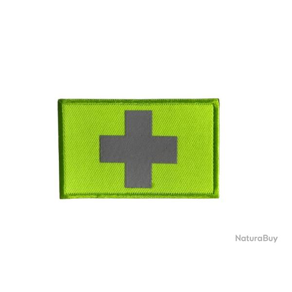 Patch mdical - Croix jaune fluo - Velcro - Livraison gratuite