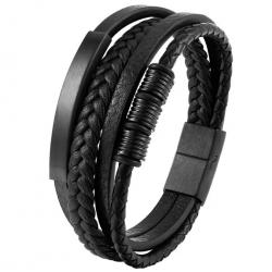 1 EURO Bracelet Cuir et Métal 21 cm Fermoire magnétique N°22