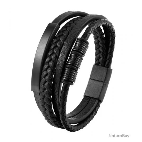 1 EURO Bracelet Cuir et Mtal 21 cm Fermoire magntique N22
