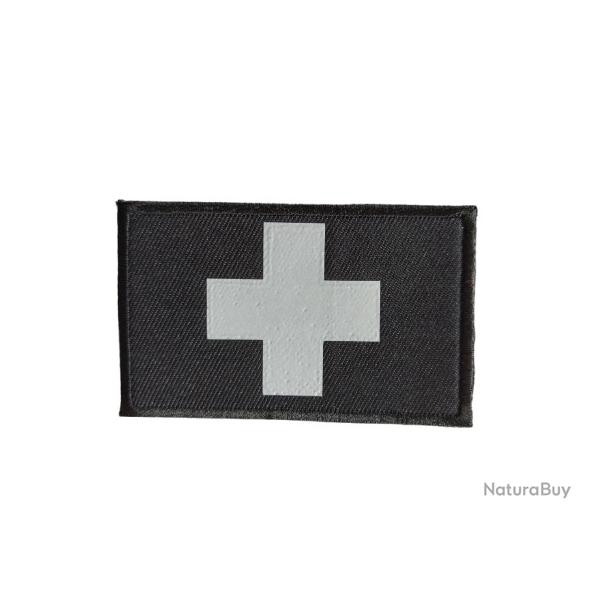 Patch mdical - Croix Noire - Velcro - Livraison gratuite