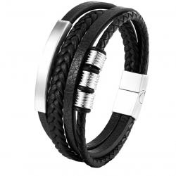 1 EURO.....Bracelet Cuir et Métal 21 cm Fermoire magnétique N°21