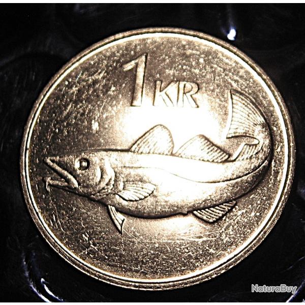 Islande piece de 1 KRONA "saumon" 1996 ttb