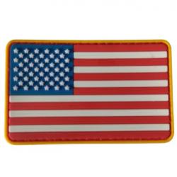 Patch Drapeau - Etats-Unis - PVC - Sur fond jaune - Velcro - Livraison gratuite