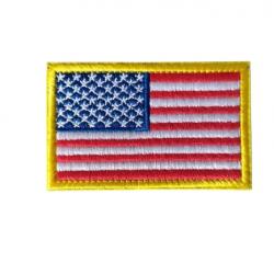Patch Drapeau - Etats-Unis - Sur fond jaune - Velcro - Livraison gratuite