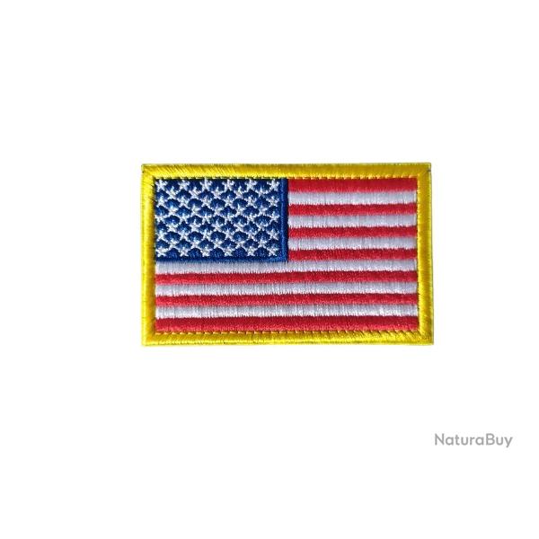 Patch Drapeau - Etats-Unis - Sur fond jaune - Velcro - Livraison gratuite