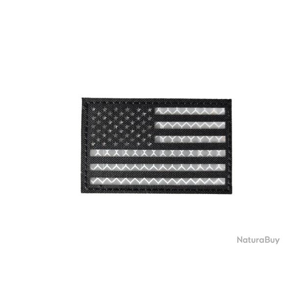 Patch Drapeau - Etats-Unis - Noir/blanc - Rflchissant - Velcro - Livraison gratuite