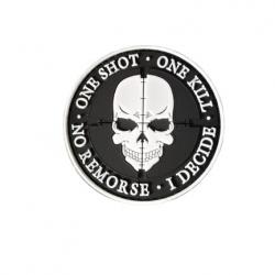 Patch One shoot, one kill, SKULL PVC - Noir - Velcro - Livraison gratuite