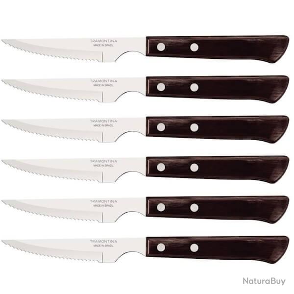 TRA.29810106 6 couteaux  steak Tramontina "Spanish" 22cm Technobois