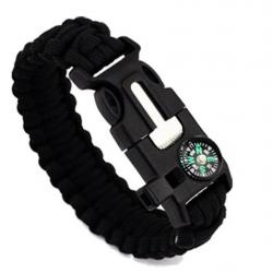 Bracelet de survie en Paracorde - boussole - Noir