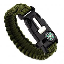 Bracelet de survie en Paracorde - boussole - Kaki