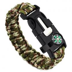 Bracelet de survie en Paracorde - boussole - Camouflage