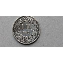 SUISSE = UNE PIECE  DE 1 FRANC  1912 B  EN ARGENT