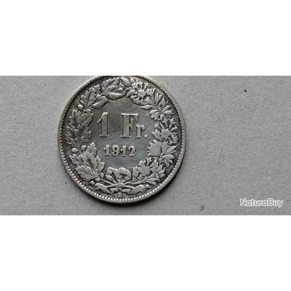 SUISSE = UNE PIECE DE 1 FRANC 1912 B EN ARGENT