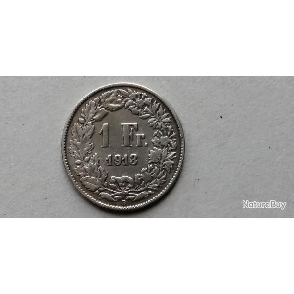 SUISSE = UNE PIECE DE 1 FRANC 1913 B EN ARGENT