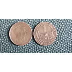 FRANCE = 1 PIECE DE  MONNAIE  DE 1 CENTIME  DE 1908
