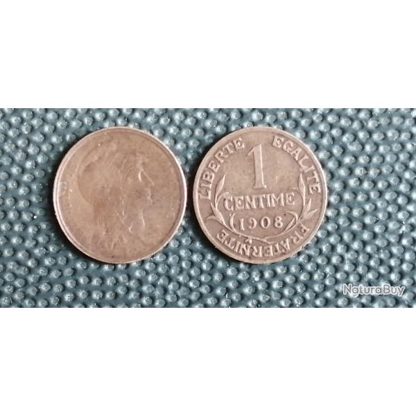 FRANCE = 1 PIECE DE  MONNAIE  DE 1 CENTIME  DE 1908