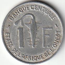 Pièce de Monnaie États de l'Afrique de l'Ouest 1 Franc 1963 Paris Recherchée