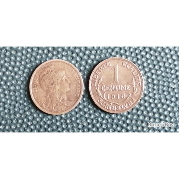 FRANCE = 1 PIECE DE  MONNAIE  DE 1 CENTIME  DE 1910 RARE