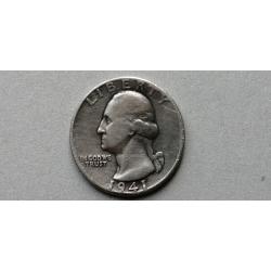 ETATS UNIS  = 1 PIECE DE  MONNAIE  DE 25 CENTS  DE 1941 EN ARGENT