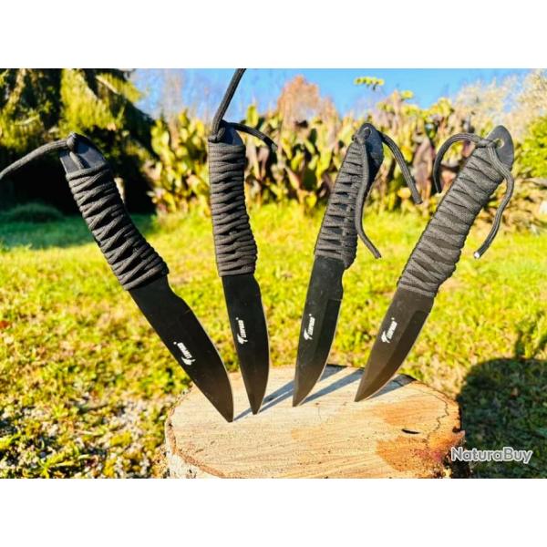 Lot de 4 couteaux de lancer LOPARD avec leur tuis (2)