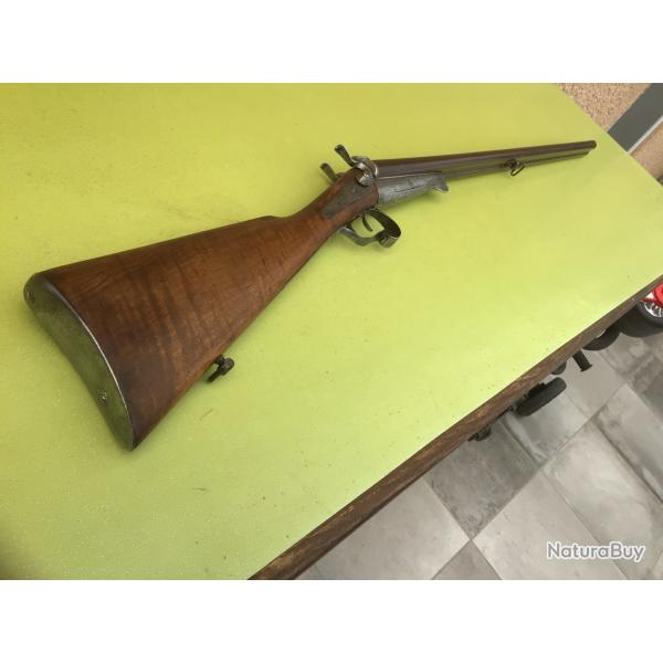 TRES BEAU FUSIL  BROCHE DOUBLE CL LEFAUCHEUX SIGNE LACOUTURE  LYON CALIBRE 16