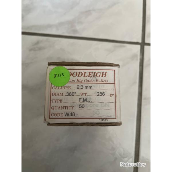 Ogive Woodleigh FMJ 9.3 mm 286 gr  Qte : 50